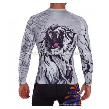 белый тигр сублимационная сублимационная печать компрессионная одежда rash guard
